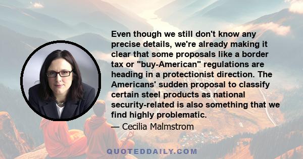 Even though we still don't know any precise details, we're already making it clear that some proposals like a border tax or buy-American regulations are heading in a protectionist direction. The Americans' sudden