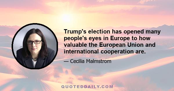 Trump's election has opened many people's eyes in Europe to how valuable the European Union and international cooperation are.