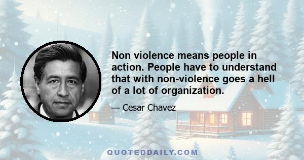 Non violence means people in action. People have to understand that with non-violence goes a hell of a lot of organization.