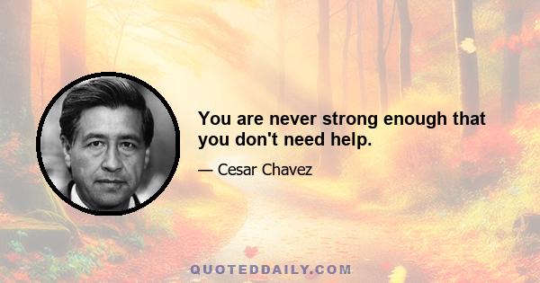 You are never strong enough that you don't need help.