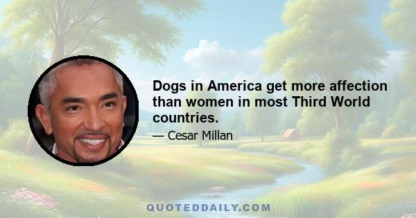 Dogs in America get more affection than women in most Third World countries.