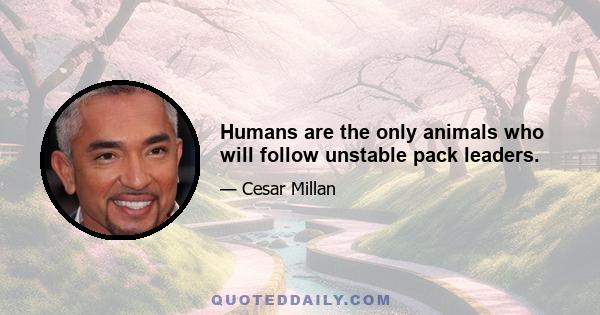 Humans are the only animals who will follow unstable pack leaders.