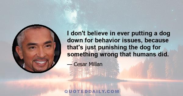 I don't believe in ever putting a dog down for behavior issues, because that's just punishing the dog for something wrong that humans did.