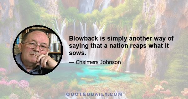 Blowback is simply another way of saying that a nation reaps what it sows.