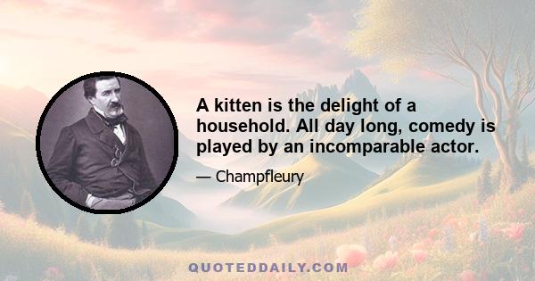 A kitten is the delight of a household. All day long, comedy is played by an incomparable actor.