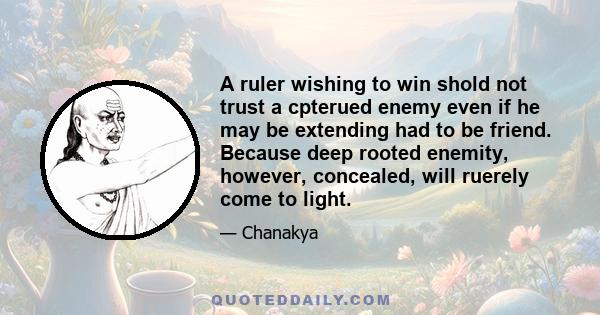 A ruler wishing to win shold not trust a cpterued enemy even if he may be extending had to be friend. Because deep rooted enemity, however, concealed, will ruerely come to light.