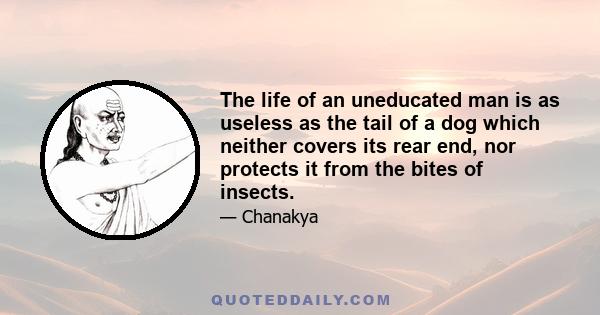 The life of an uneducated man is as useless as the tail of a dog which neither covers its rear end, nor protects it from the bites of insects.