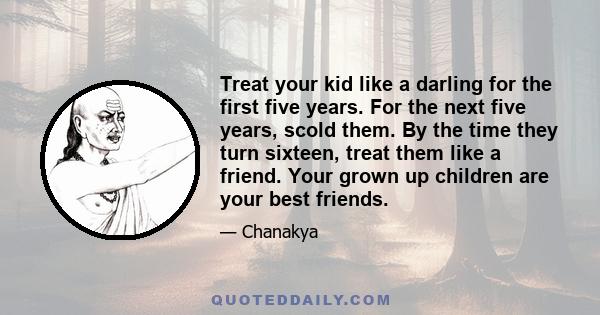 Treat your kid like a darling for the first five years. For the next five years, scold them. By the time they turn sixteen, treat them like a friend. Your grown up children are your best friends.