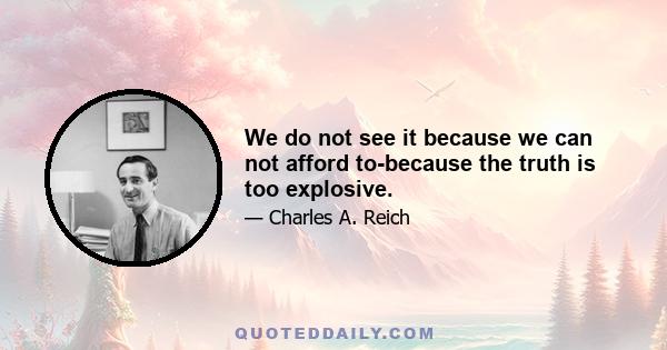 We do not see it because we can not afford to-because the truth is too explosive.