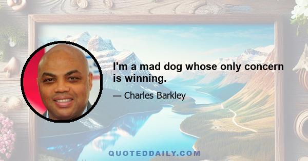 I'm a mad dog whose only concern is winning.