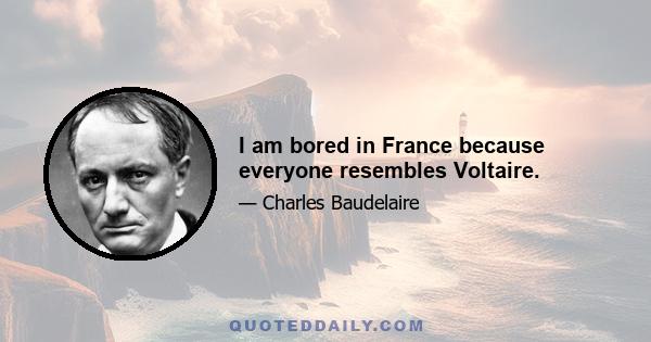 I am bored in France because everyone resembles Voltaire.