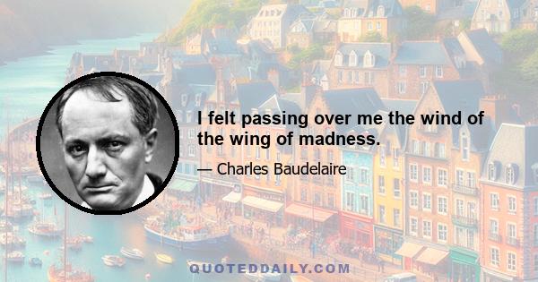 I felt passing over me the wind of the wing of madness.