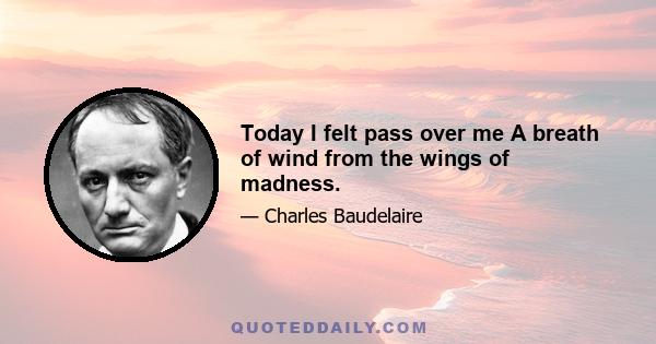 Today I felt pass over me A breath of wind from the wings of madness.