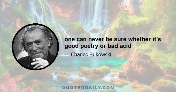 one can never be sure whether it's good poetry or bad acid