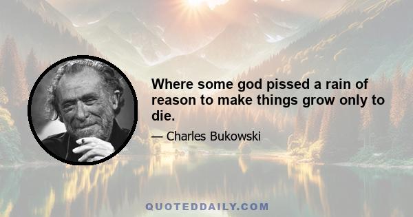 Where some god pissed a rain of reason to make things grow only to die.