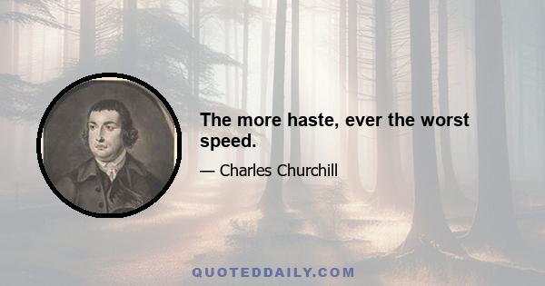 The more haste, ever the worst speed.