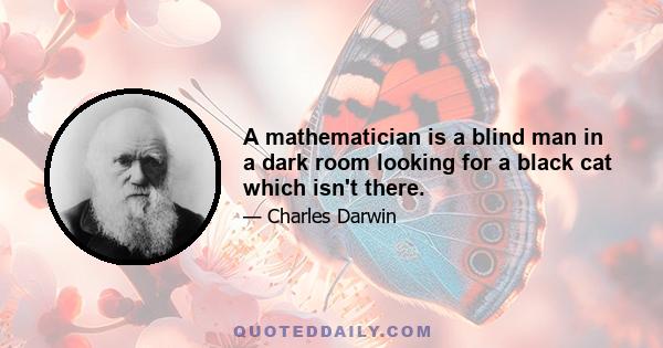 A mathematician is a blind man in a dark room looking for a black cat which isn't there.