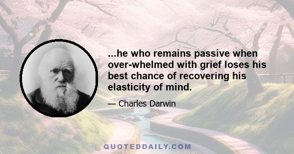 ...he who remains passive when over-whelmed with grief loses his best chance of recovering his elasticity of mind.