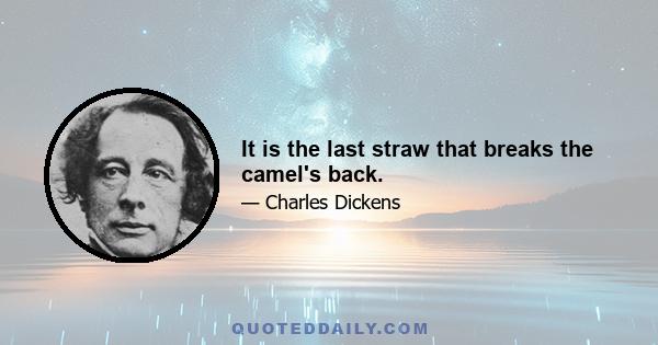 It is the last straw that breaks the camel's back.