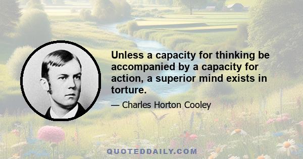 Unless a capacity for thinking be accompanied by a capacity for action, a superior mind exists in torture.