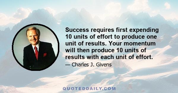 Success requires first expending 10 units of effort to produce one unit of results. Your momentum will then produce 10 units of results with each unit of effort.