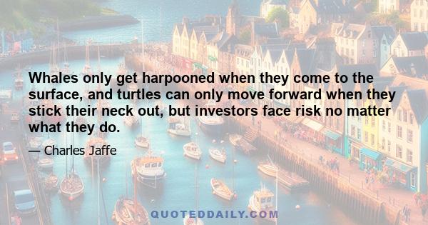 Whales only get harpooned when they come to the surface, and turtles can only move forward when they stick their neck out, but investors face risk no matter what they do.