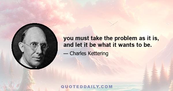 you must take the problem as it is, and let it be what it wants to be.