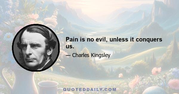 Pain is no evil, unless it conquers us.