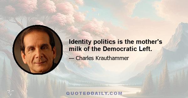 Identity politics is the mother's milk of the Democratic Left.