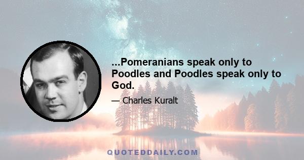 ...Pomeranians speak only to Poodles and Poodles speak only to God.