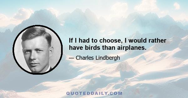 If I had to choose, I would rather have birds than airplanes.