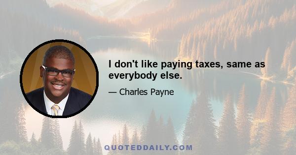 I don't like paying taxes, same as everybody else.