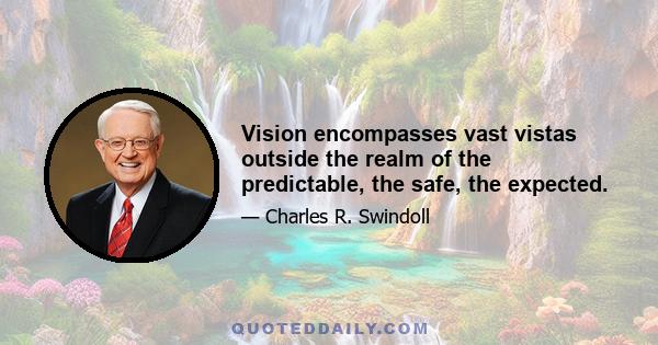 Vision encompasses vast vistas outside the realm of the predictable, the safe, the expected.