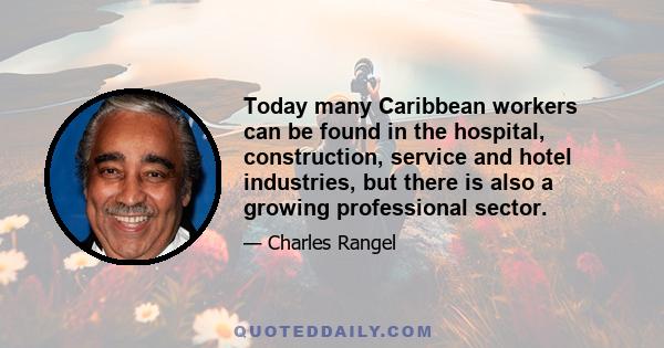 Today many Caribbean workers can be found in the hospital, construction, service and hotel industries, but there is also a growing professional sector.