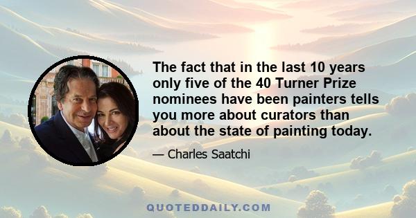 The fact that in the last 10 years only five of the 40 Turner Prize nominees have been painters tells you more about curators than about the state of painting today.