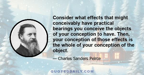 Consider what effects that might conceivably have practical bearings you conceive the objects of your conception to have. Then, your conception of those effects is the whole of your conception of the object.