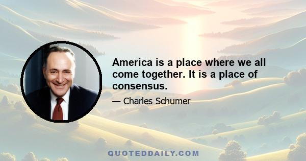 America is a place where we all come together. It is a place of consensus.