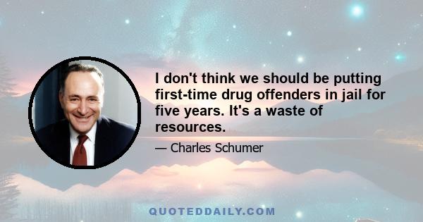 I don't think we should be putting first-time drug offenders in jail for five years. It's a waste of resources.
