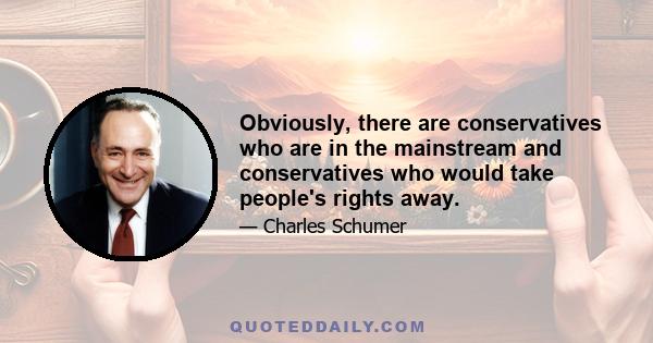 Obviously, there are conservatives who are in the mainstream and conservatives who would take people's rights away.