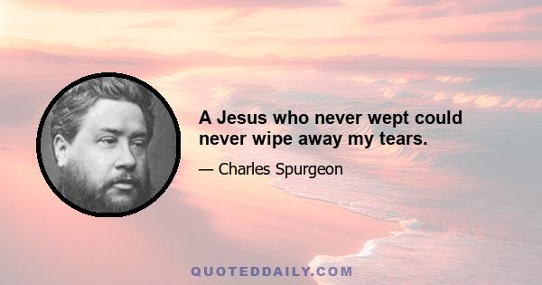 A Jesus who never wept could never wipe away my tears.