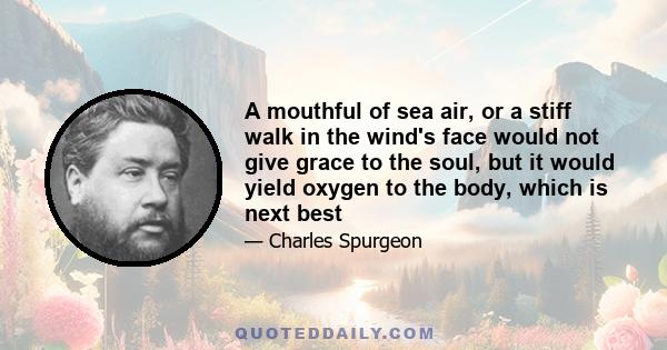 A mouthful of sea air, or a stiff walk in the wind's face would not give grace to the soul, but it would yield oxygen to the body, which is next best