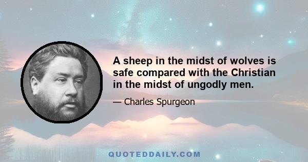 A sheep in the midst of wolves is safe compared with the Christian in the midst of ungodly men.