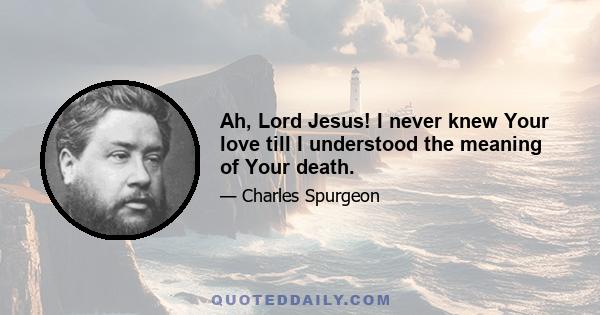 Ah, Lord Jesus! I never knew Your love till I understood the meaning of Your death.