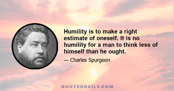 Humility is to make a right estimate of oneself. It is no humility for a man to think less of himself than he ought.