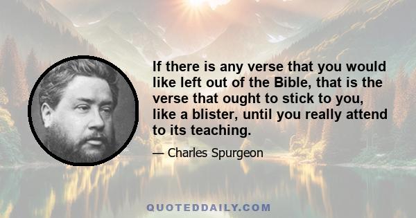 If there is any verse that you would like left out of the Bible, that is the verse that ought to stick to you, like a blister, until you really attend to its teaching.