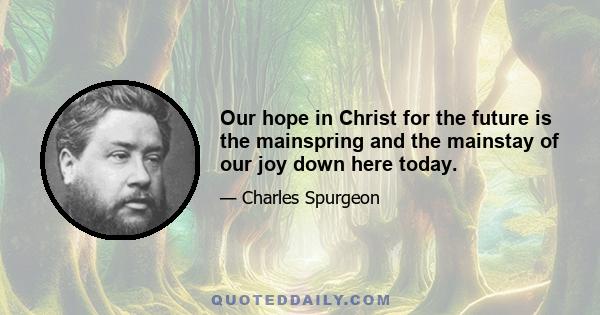 Our hope in Christ for the future is the mainspring and the mainstay of our joy down here today.