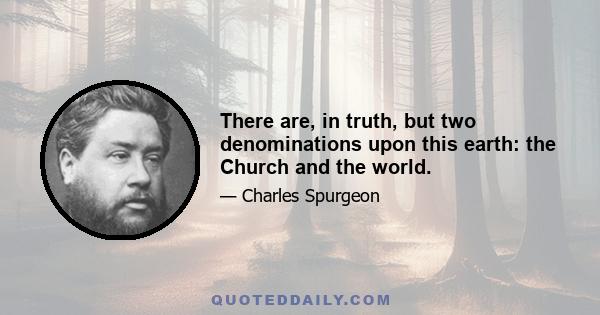 There are, in truth, but two denominations upon this earth: the Church and the world.