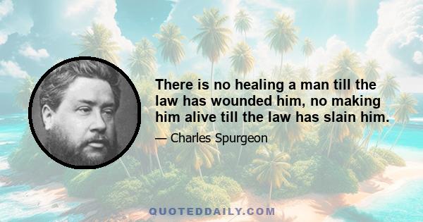 There is no healing a man till the law has wounded him, no making him alive till the law has slain him.