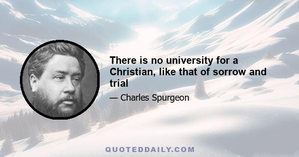 There is no university for a Christian, like that of sorrow and trial