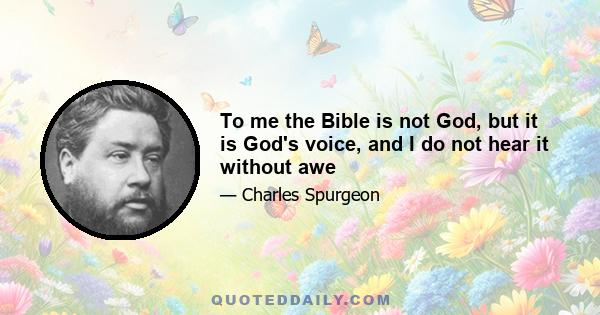 To me the Bible is not God, but it is God's voice, and I do not hear it without awe